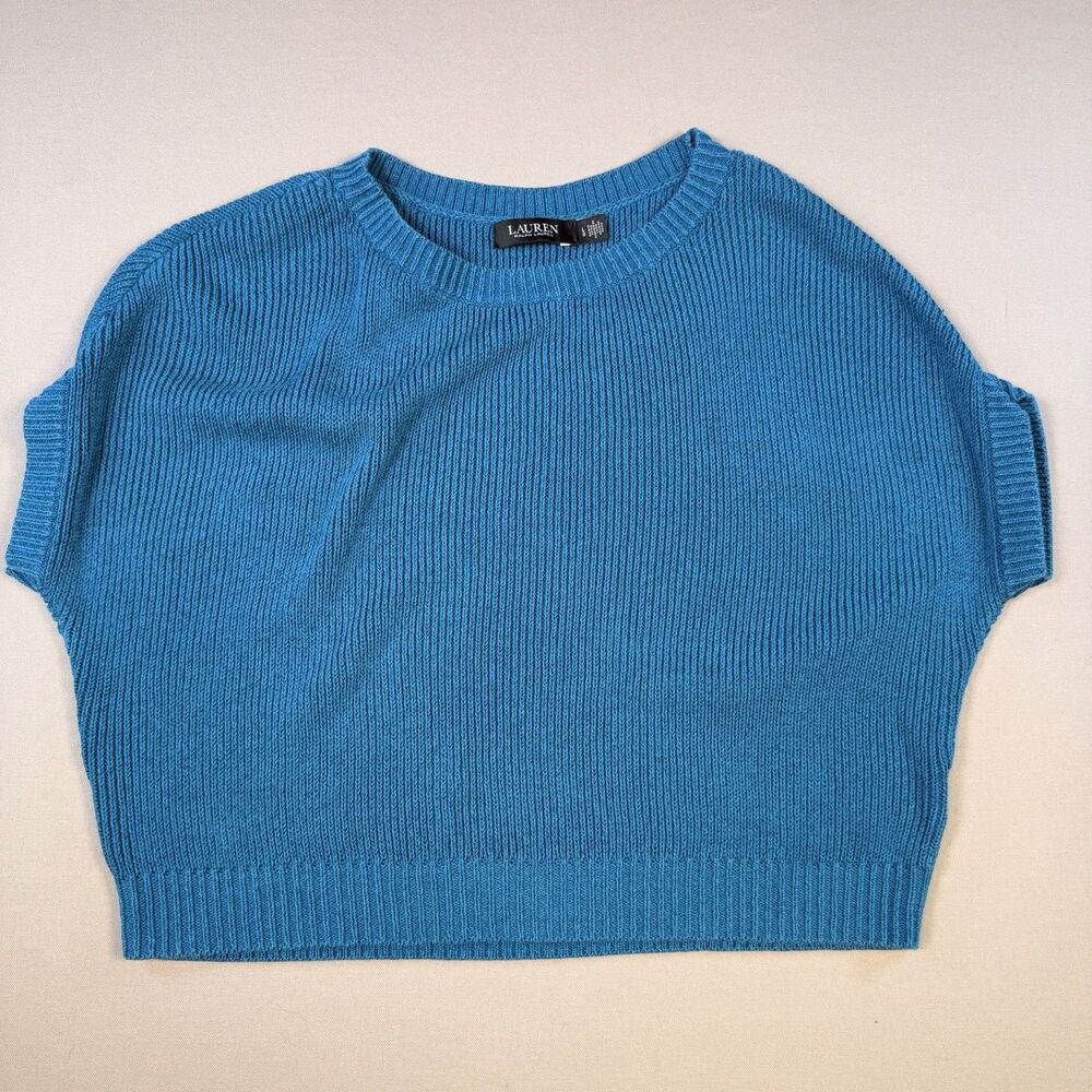 Lauren RALPH LAUREN Teal Blue Cable Knit Sleeveless Sweater Womens Large